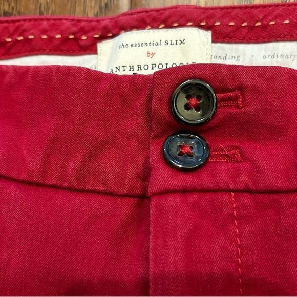 Anthropologie dark red skinny chino essential slim ankle pants 4 - Picture 5 of 6